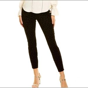 Nanette Lepore Flocked Ponte Ankle Pant Black Leopard Women’s Size Large